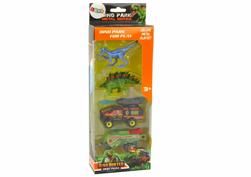 Dinozaury Zestaw Auto Rakieta Naczepa - Pomarańczowy