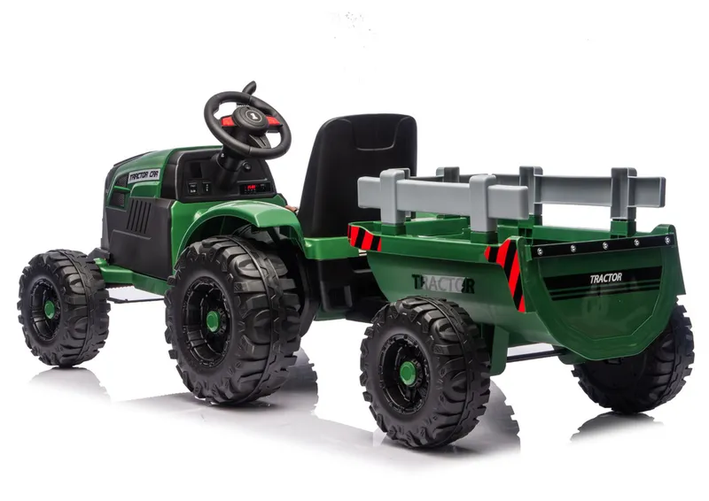 Traktor Na Akumulator CH9959B Z Przyczepą Ciemno 24V - Zielony