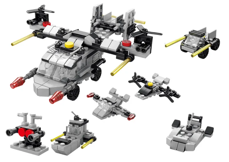 Klocki Konstrukcyjne Helikopter 6w1 Zestaw DIY Pojazdy 117 Ele