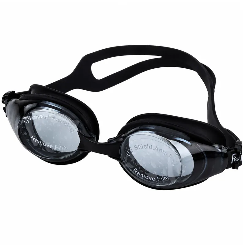 Okulary Do Pływania Regulowane Powłoka Anti Fog Ochrona UF Etui - Czarne