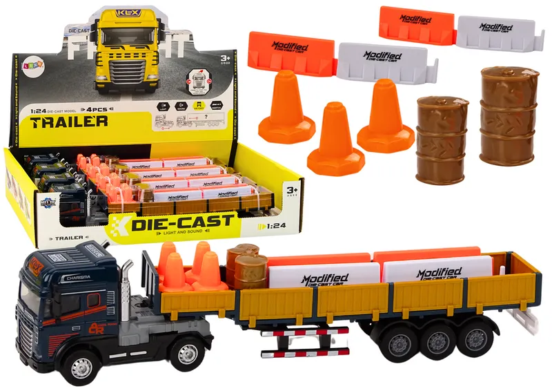 Ciężarówka Z Przyczepą 1:24 TIR Auto Ciężarowe Akcesoria Dźwięki - Niebieska