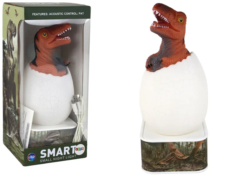 Lampka Jajko Dinozaur LED Micro USB T-Rex - Czerwony