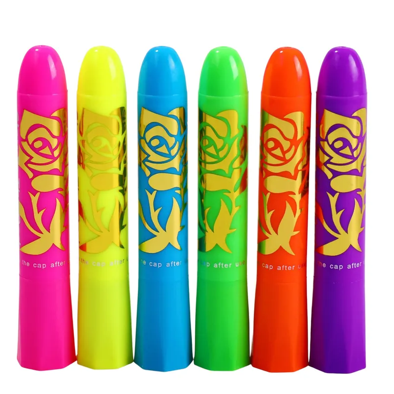 Zestaw Do Malowania Twarzy Pisaki Kredki Neonowe UV Fluorescencyjne 6szt