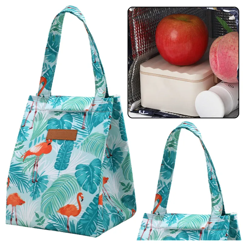 Torba Termiczna Izolacyjna Śniadaniowa Lunch Bag Liście Flamingi 25cm