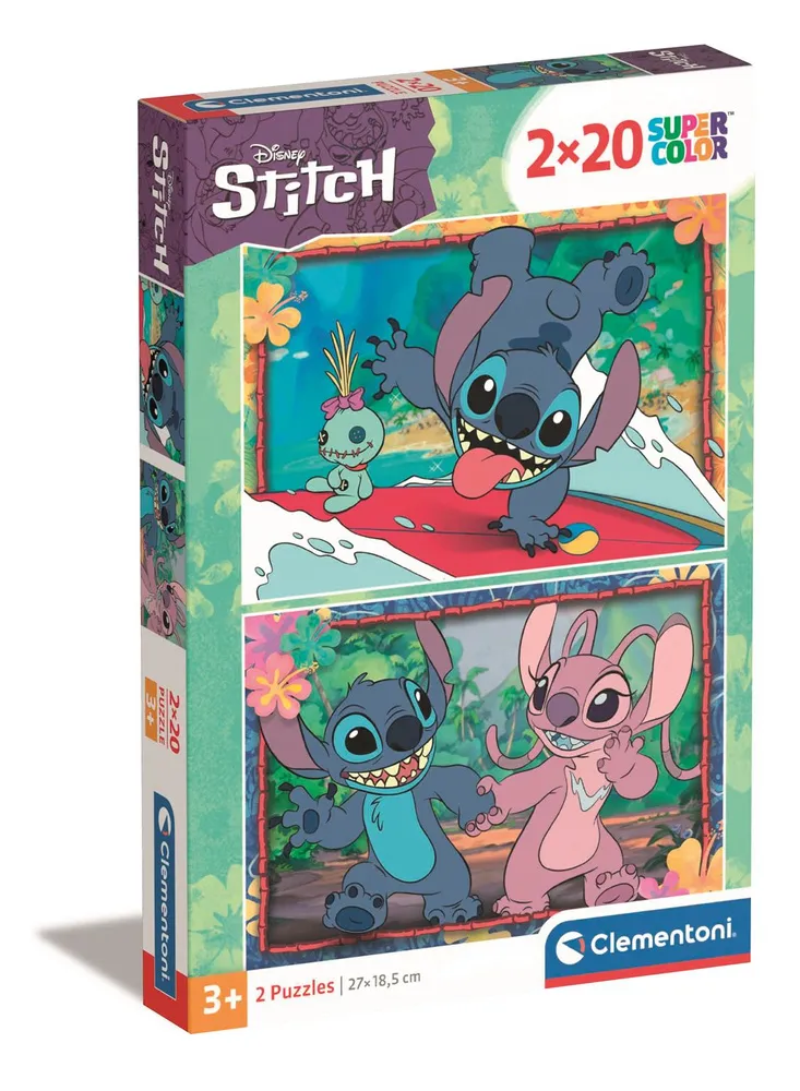 Puzzle 2x20 Super Color DISNEY STITCH CLEMENTONI 24809