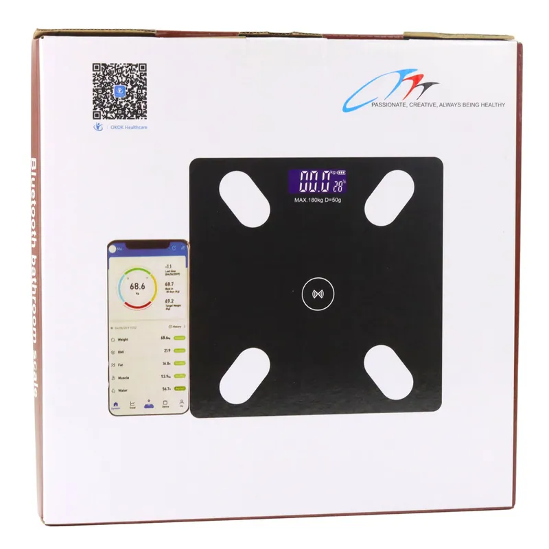 Waga Elektroniczna Łazienkowa Funkcja Smart Bluetooth BMI BMR Aplikacja
