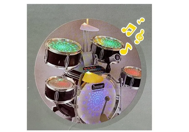 Zestaw Bębnów Perkusja Ze Światłami I Dźwiękami Karaoke Mikrofon USB