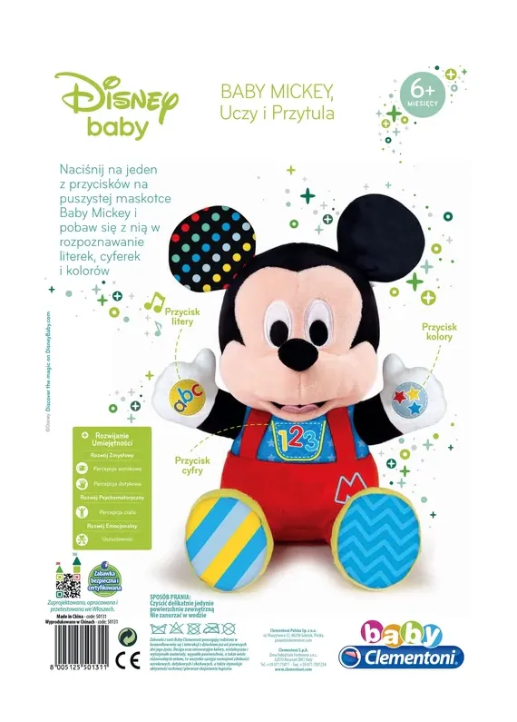 Pluszowy Interaktywny DISNEY Baby Miki Uczy I Przytula Język Polski CLEMENTONI 50131