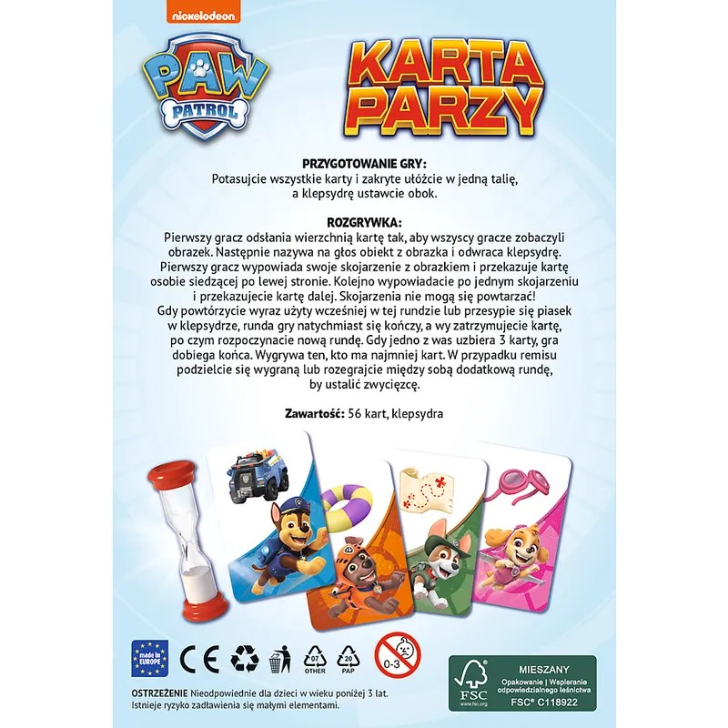 Gra Podróżna Karta Parzy Psi Patrol TREFL 02691