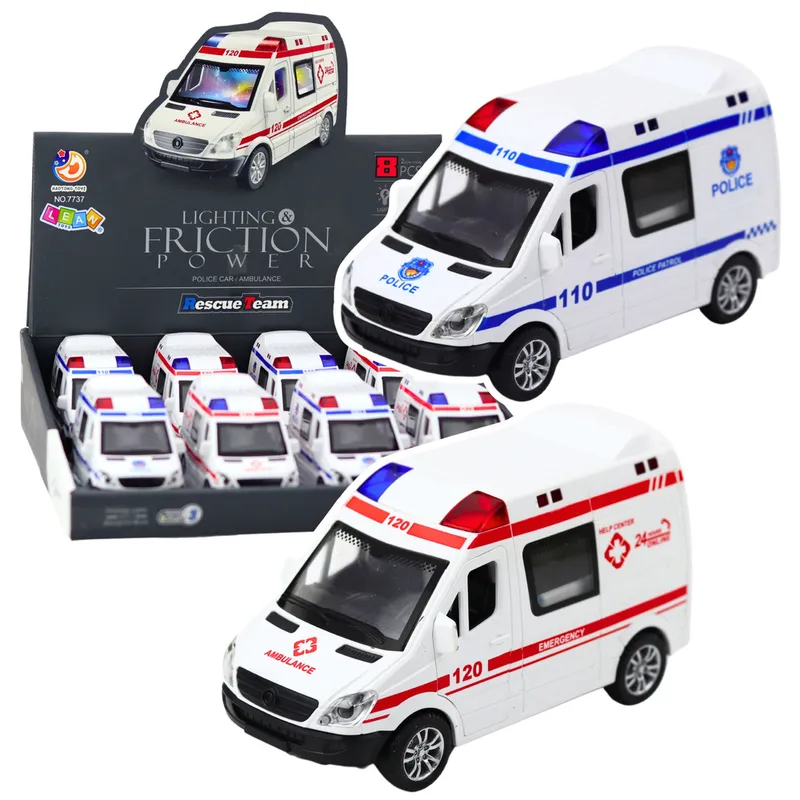 Wóz Policyjny Karetka Ambulans Otwierane Drzwi Napęd Światła Dźwięki Mix
