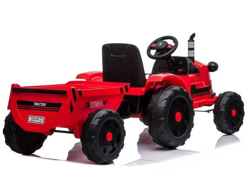 Traktor Na Akumulator Z Przyczepą CH9959 Światła LED Pilot Radio - Czerwony