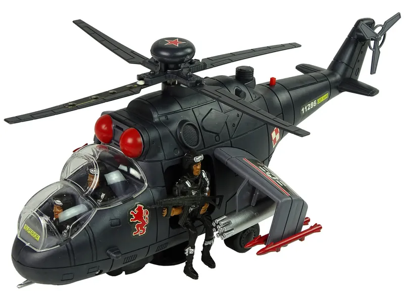 Helikopter Ogromne Skrzydła Światła Dźwięk Obraca Się - Czarny