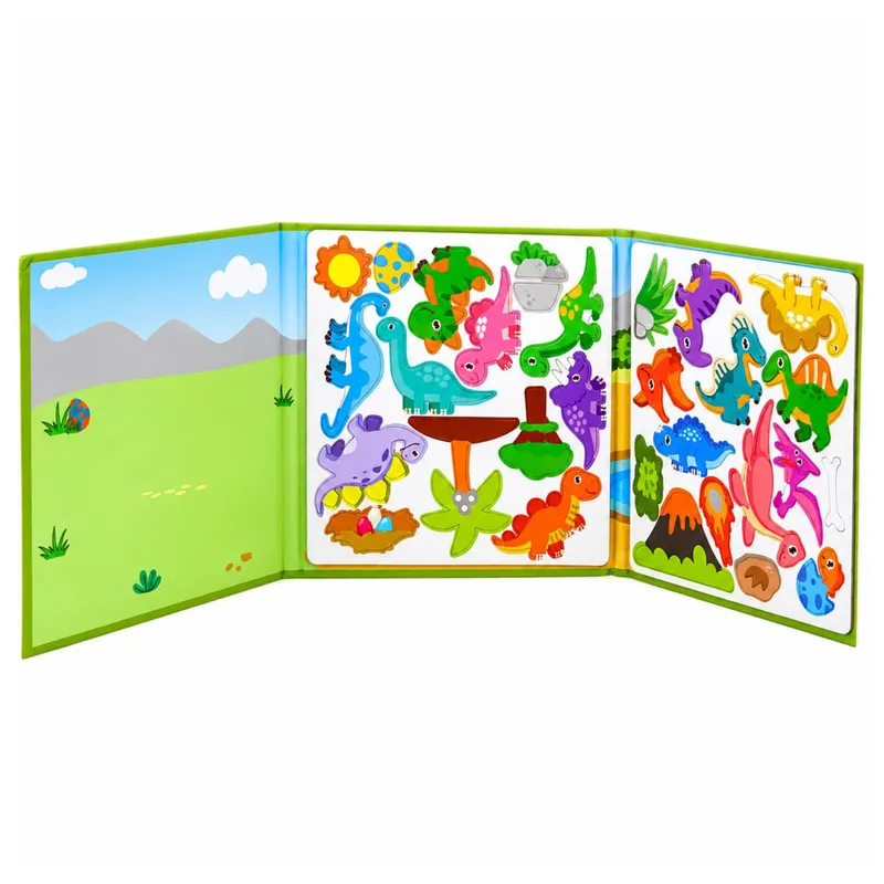 Książeczka Magnetyczna Układanka Puzzle Dinozaury Kolorowe Magnesy 30 el