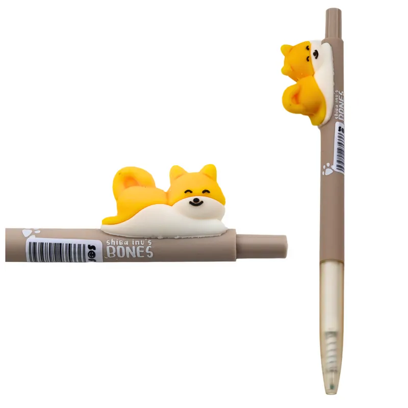 Długopis Z Figurką Żółtego Pieska Shiba Tusz 0.5mm - Niebieski