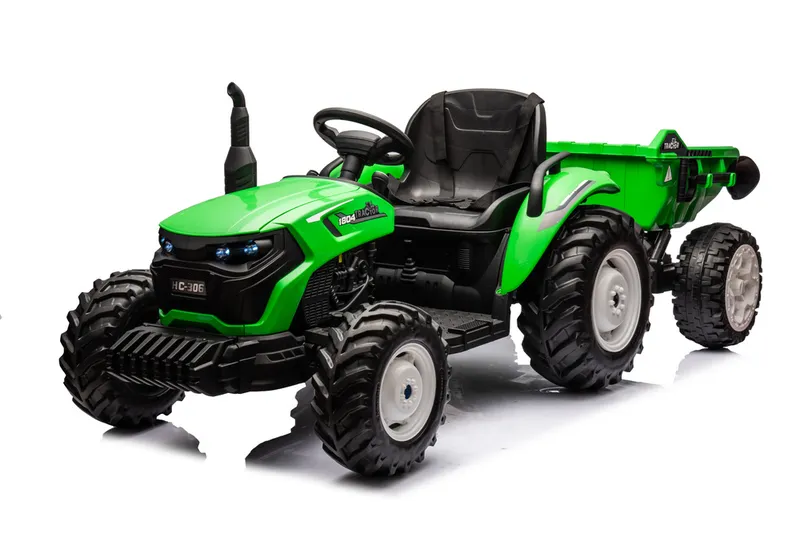 Traktor Na Akumulator HC-306 Z Przyczepą Jasno 24V - Zielony