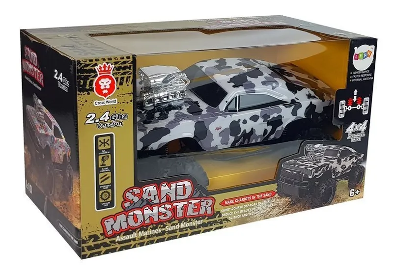 Auto Terenowe Zdalnie Sterowane 2.4G 4X4 Moro - Biało-Czarne