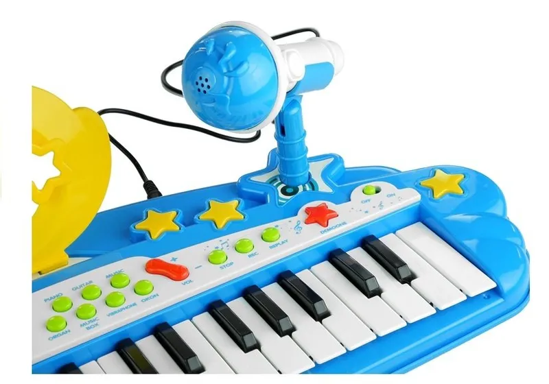 Duży Keyboard Elektroniczny Dla Dzieci 37 Klawiszy MP3 Mikrofon - Niebieski