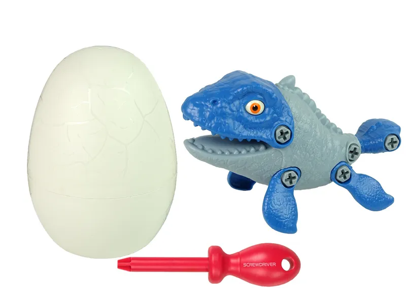 Zestaw Dinozaur Mosasaur Z Jajkiem DIY Śrubokręt - Niebieski