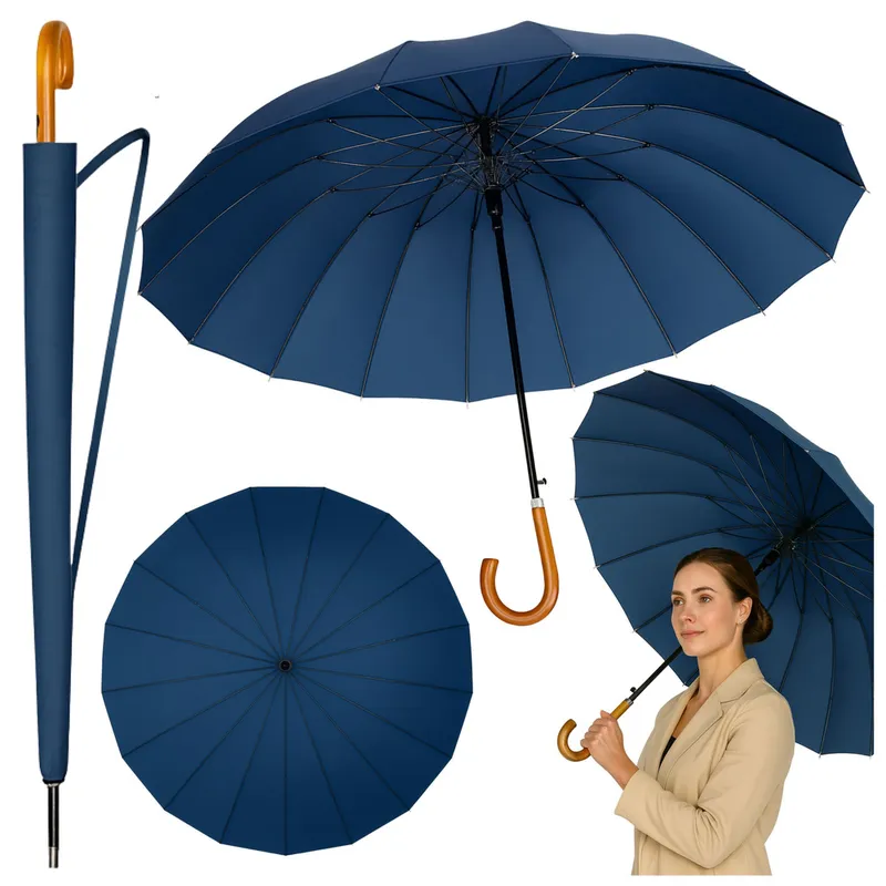 Duży Parasol Automatyczny Pokrowiec Na Ramię 24-ŻEBERKOWY 115 cm - Granatowy