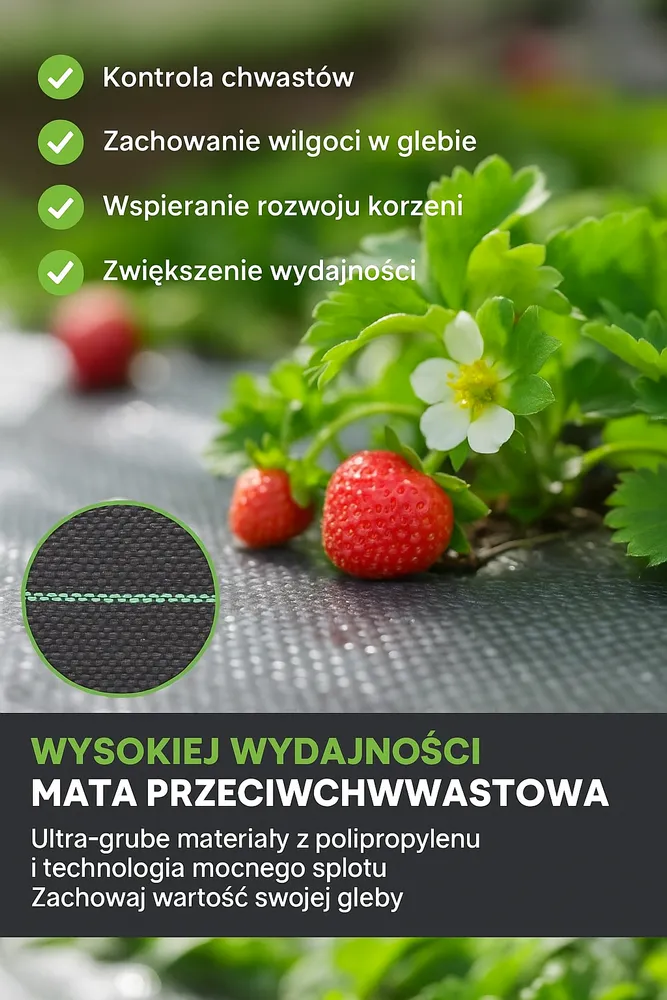 Agrotkanina 1100cm X 100m UV 135g Antychwastowa Agrowłóknina + Kotwy - Czarna