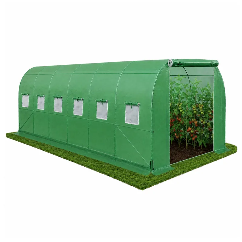 Tunel Ogrodowy Foliowy Szklarnia Na Warzywa Okna UV 6x3x2m 18m² - Zielony