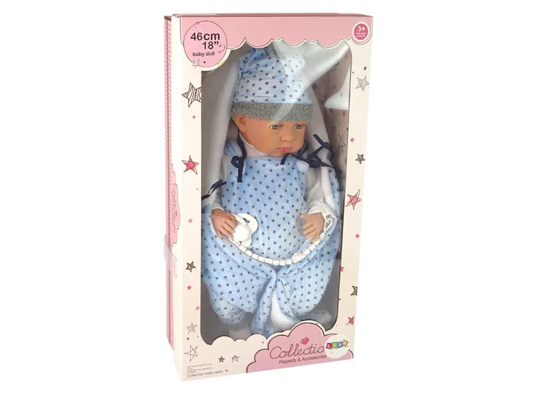 Lalka Bobas 46 cm Smoczek Kocyk Gwiazdka - Niebieska