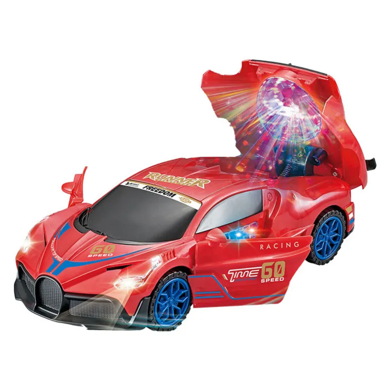 Auto Sportowe Czujnik Przeszkód Kula LED Obrót 360° Światła Dźwięk - Czerwone
