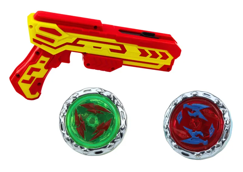 Zestaw Pistolet Wyrzutnia 2 Metalowe Krążki Światła - Czerwony