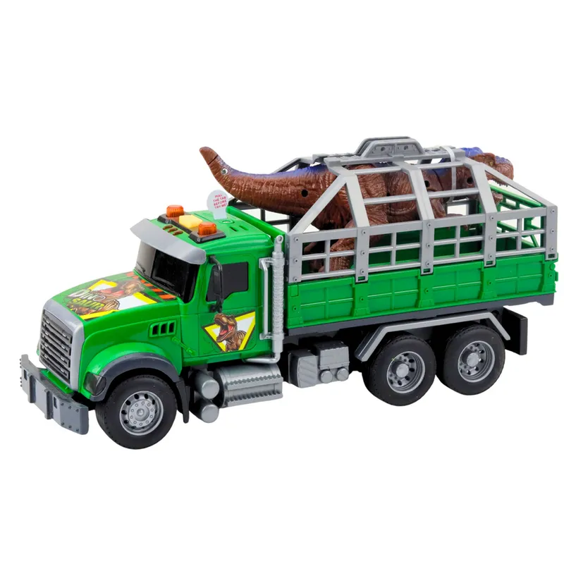 Ciężarówka Transport Dinozaurów Figurka Dinozaura Światła Dźwięki - Zielona
