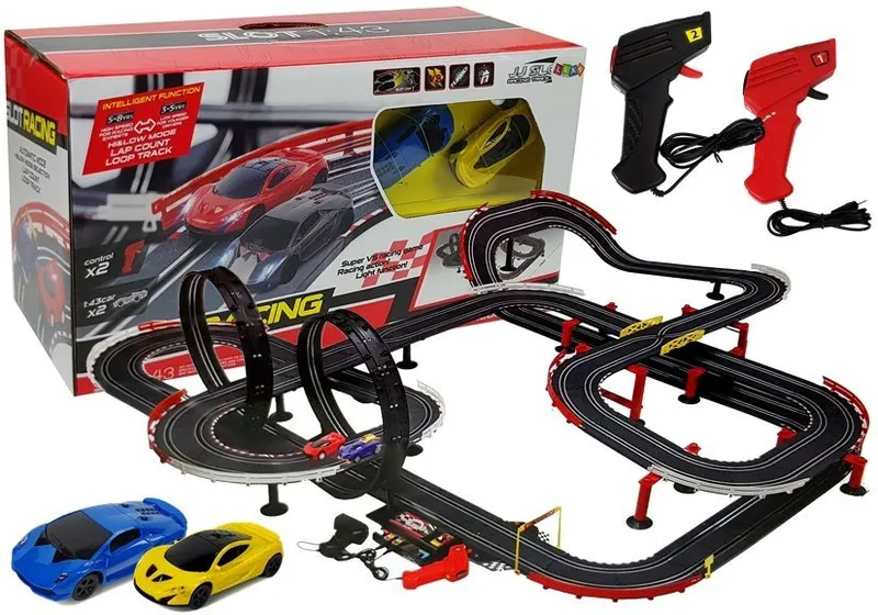 Tor Wyścigowy Z Samochodzikami 2 Autka 1420 cm Turbo 1:43 Kontrolery