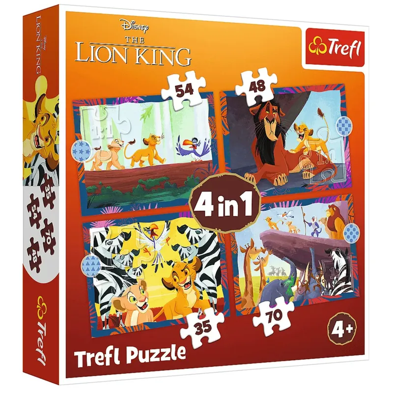 Puzzle - 4w1 (35, 48, 54, 70) - Odważny Król Lew - DISNEY - TREFL 34653