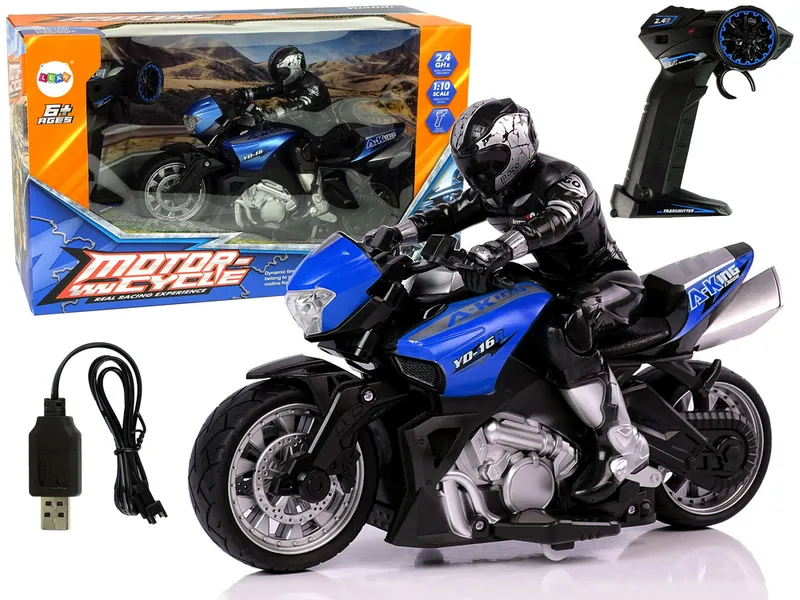 Motor Sportowy R/C 2.4G Zasięg 35 m 1:10 - Niebieski
