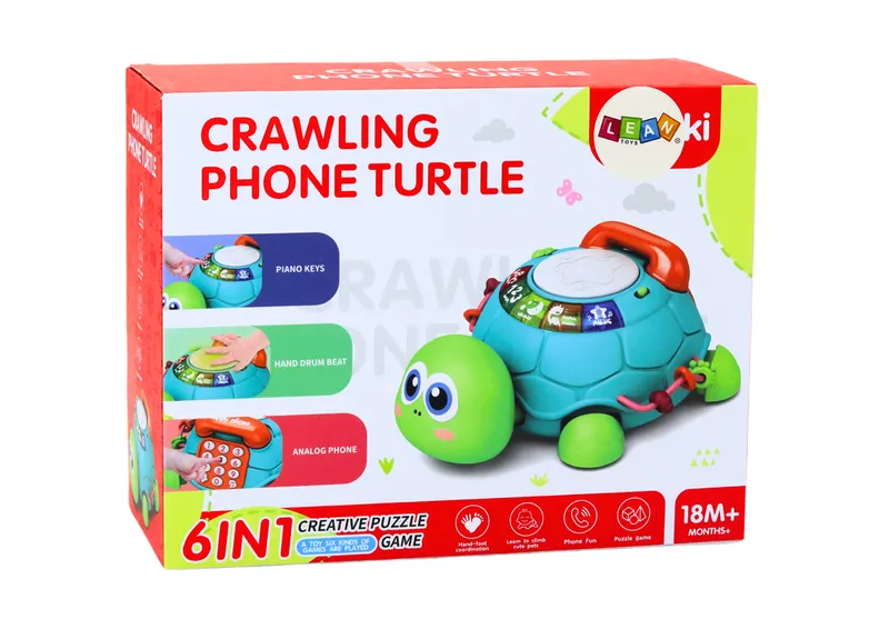 Interaktywny Żółw Edukacyjny Telefon 6w1 Światła Dźwięki - Zielony
