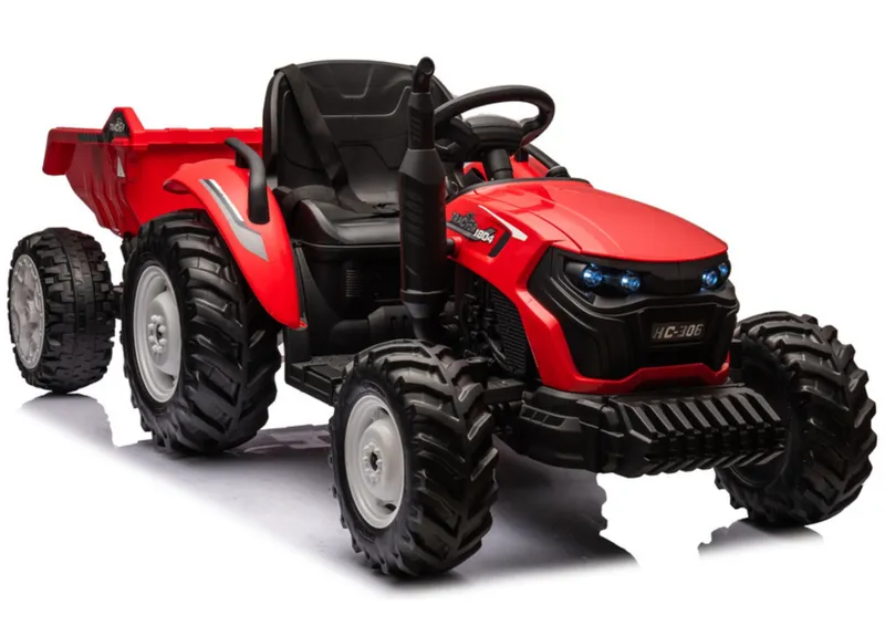 Traktor Na Akumulator HC-306 Z Przyczepą 24V - Czerwony