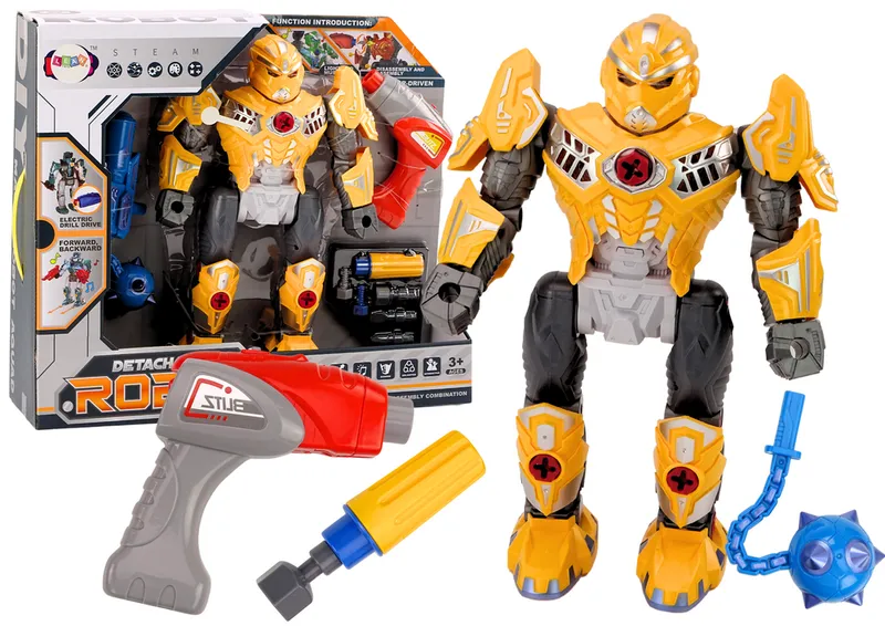 Robot Do Skręcania Broń Wiertarka Śrubokręt Światła Dźwięk - Żółty