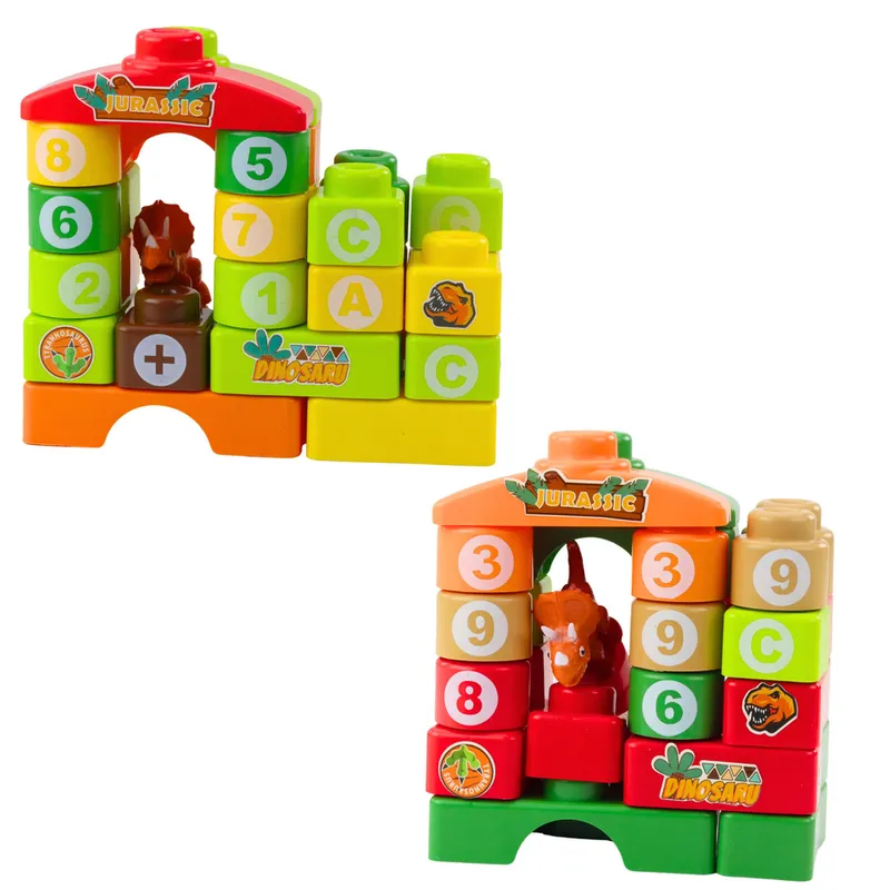 Klocki Konstrukcyjne Edukacyjne W Torbie Dinozaury Cyfry Litery 91 el