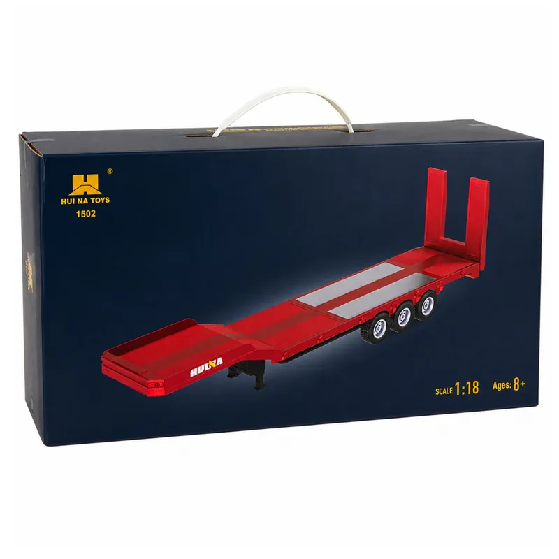 Przyczepa Niskopodwoziowa Naczepa Do Scania 770S Huina 1:18 - Czerwona