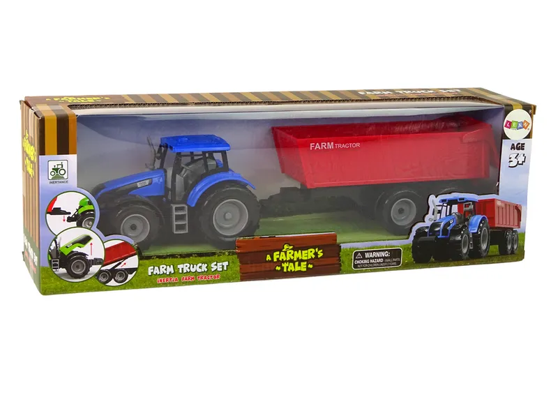 Traktor Z Przyczepą Pojazd Rolniczy Farma - Niebieski