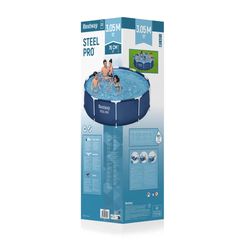 Basen Ogrodowy Stelażowy 305 x 76 cm Klasyczny BESTWAY 56677 - Niebieski