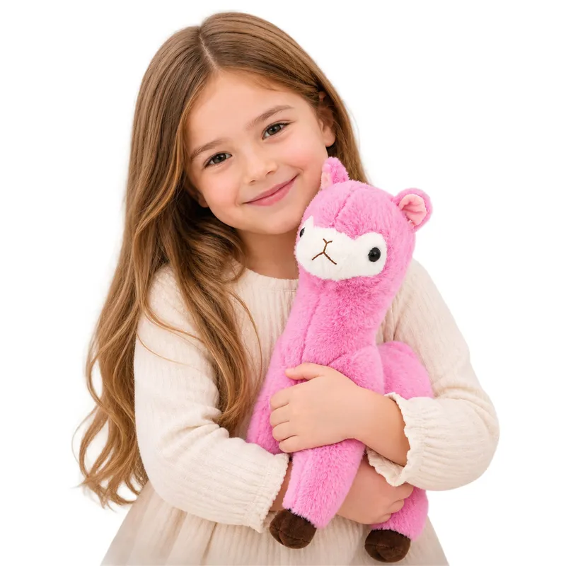 Pluszowa Alpaka Lama Maskotka Przytulanka Miękkie Futerko 38 cm - Różowa