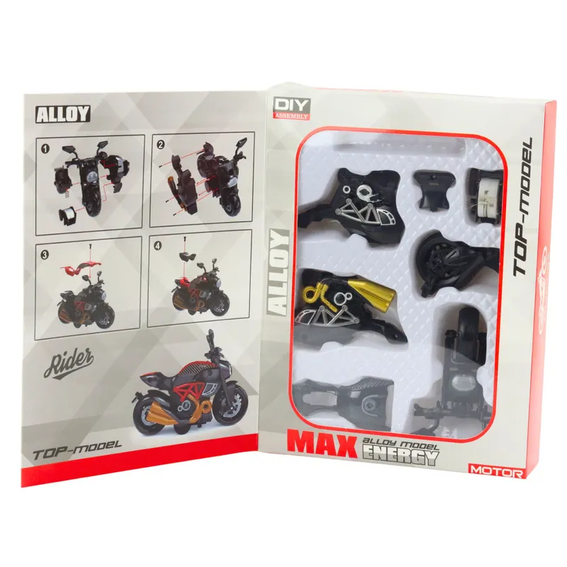 Motocykl Do Składania Skręcania Metal 1:14 DIY Czarny Złote Elementy