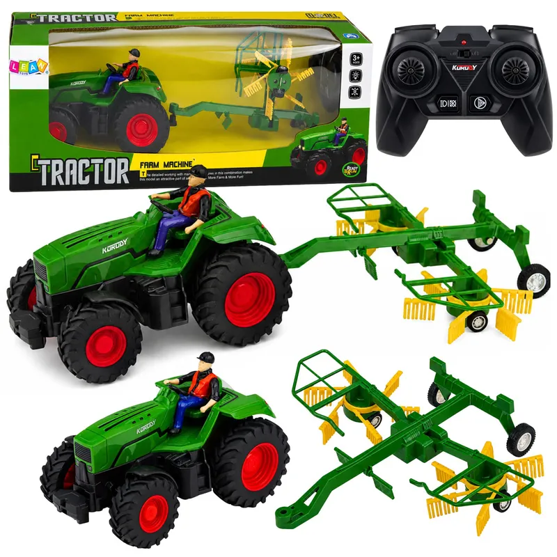 Traktor Rolniczy Ze Zgrabiarką Rolnikiem Zdalnie Sterowany RC Światła 1:24