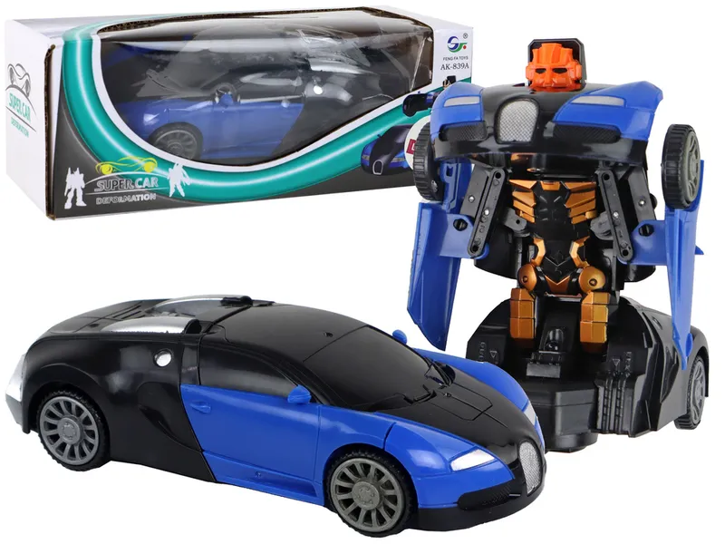 Samochód-Robot 2w1 Bugatti Efekty Świetlne - Niebieski