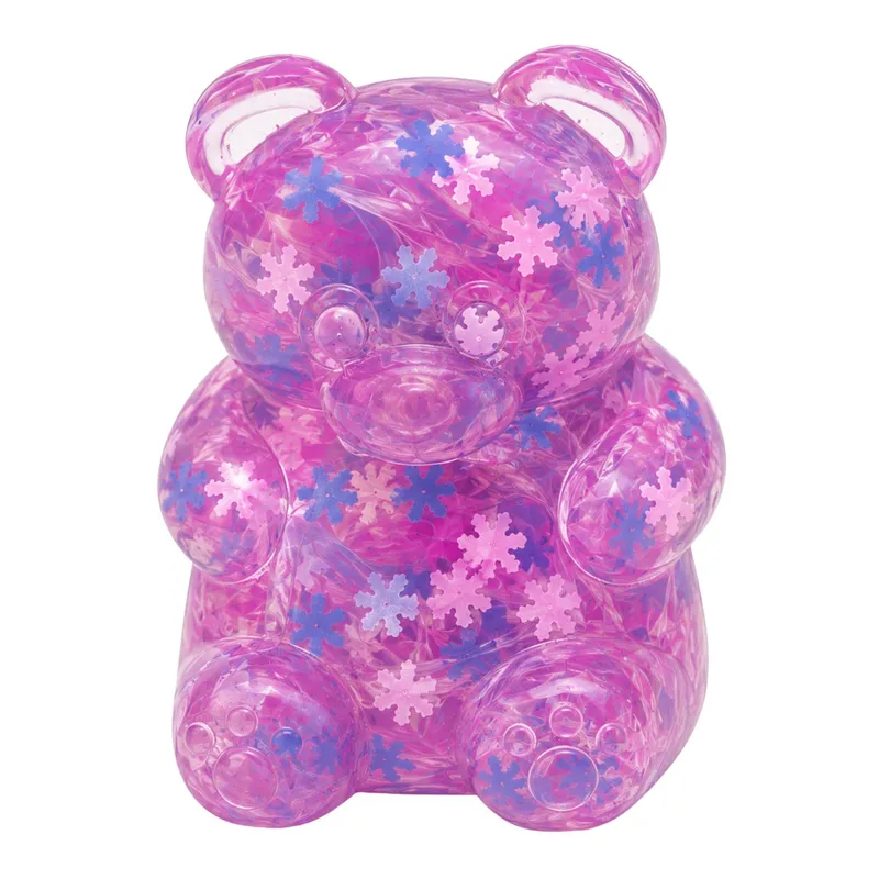 Świecący Gniotek Miś Konfetti Śnieżki LED Squishy Antystresowy 6,5 cm