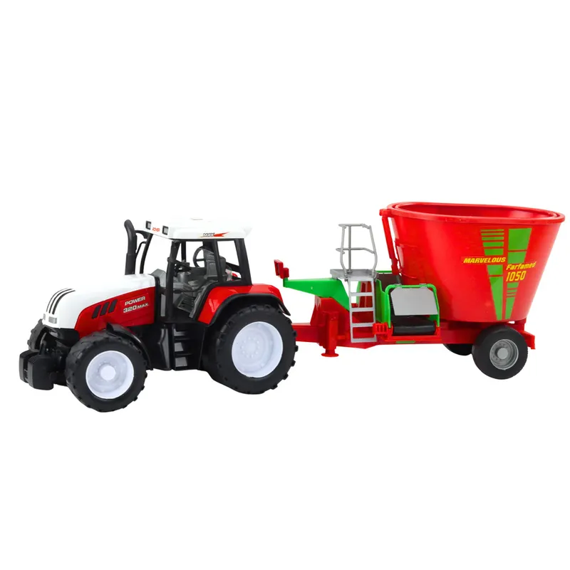 Traktor Rolniczy Farmerski Z Przyczepą Mieszalnik Paszy 60cm - Czerwony