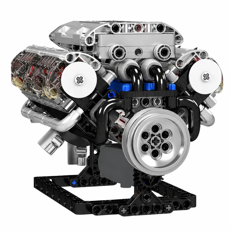 Klocki Konstrukcyjne Silnik V8 Model Mechaniczny Ruchome Tłoki 552 el