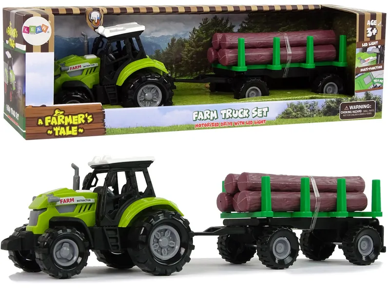 Traktor Przyczepa Bale Drewna Farma Dźwięk - Zielony