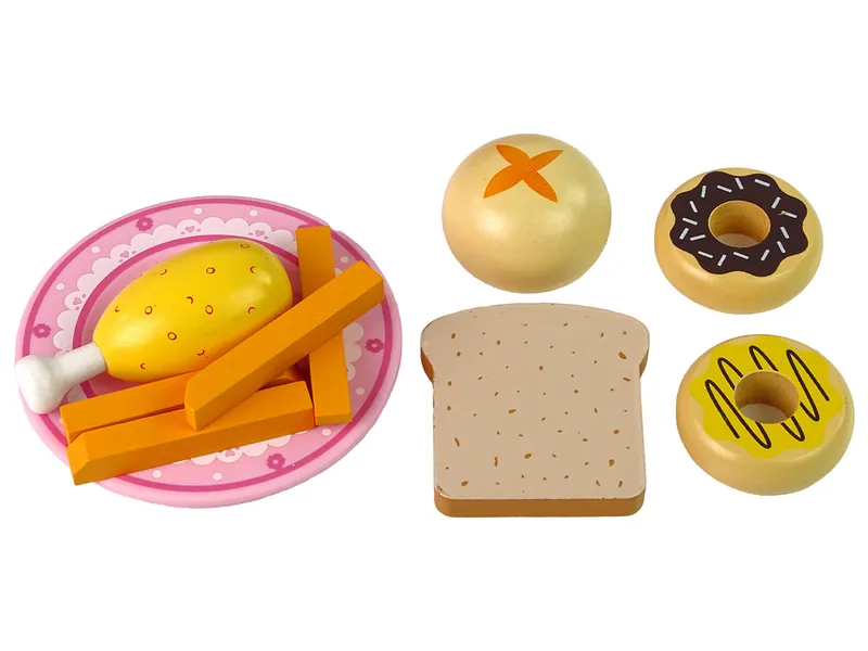 Drewniana Kuchenka Mikrofalowa Mikrofalówka Jedzenie - Różowa