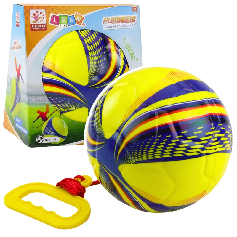 Piłka Piankowa Na Sznurku Ze Ściągaczem Uchwyt 14cm - Żółta