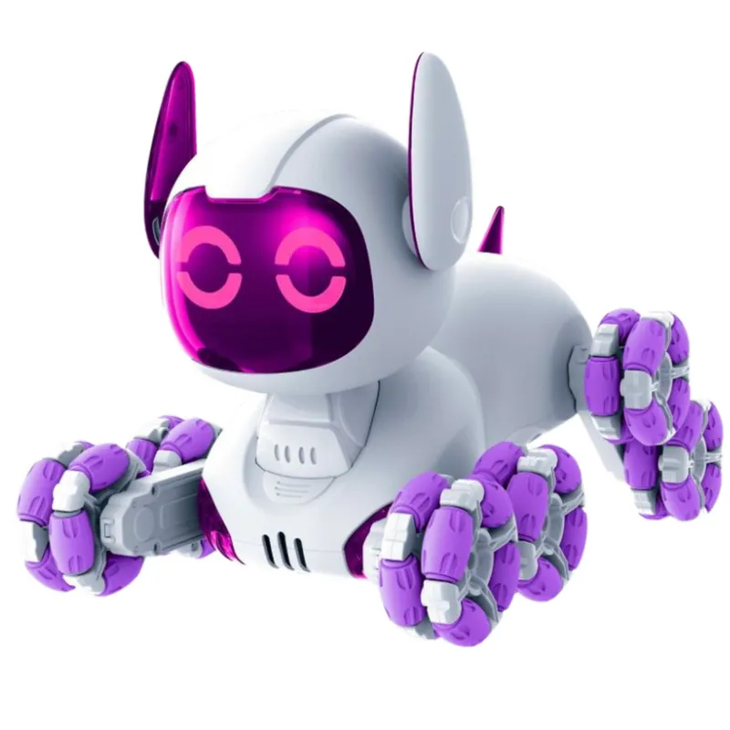 Robot Pies TOOBY Zdalnie Sterowany RC 360° Światła Dźwięki - Biało-Fioletowy
